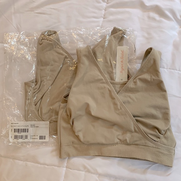 2 NEW Ingrid and Isabel Seamless Crossover Nursing Bra in Nude - Picture 2 of 2